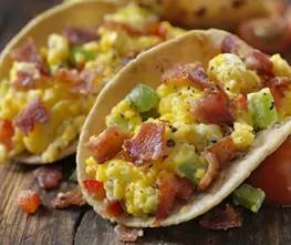 Eggs and Bacon Breakfast Tacos 