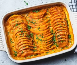 Sweet Potato Gratin with Hot Mustard