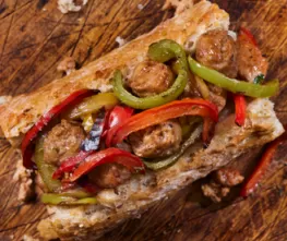 Spicy Sausage and Peppers Baguette