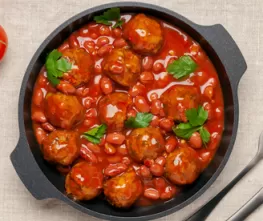 Historical Bean Bake with Meatballs