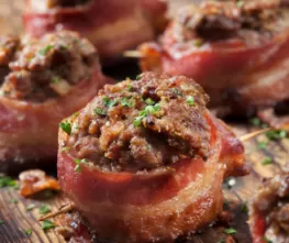 Bacon Wrapped Meatloaf Balls
