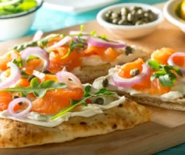 Lox and Horseradish Schmear Matzah Pizza