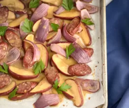 Maple Mustard Sausage & Apples Sheet Pan Dinner