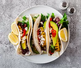 Grilled Veggie, Black Bean & Quinoa Tacos 